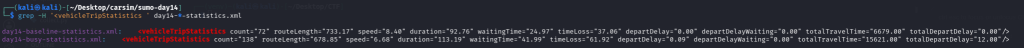 Kali Terminal 對照正常車流與兩倍車流的 vehicleTripStatistics