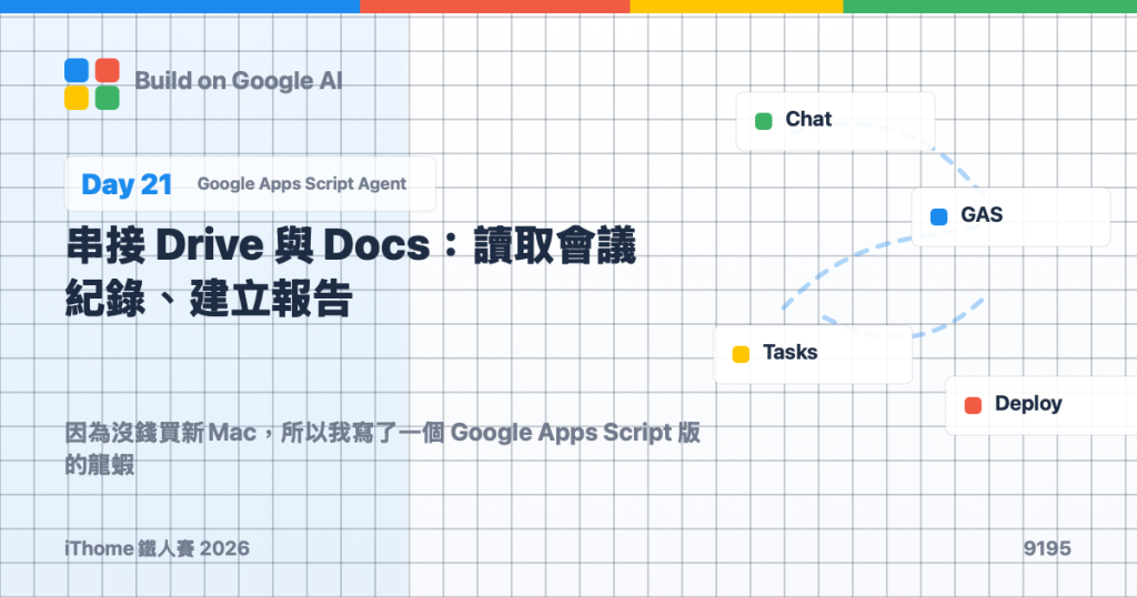 Day 21｜串接 Drive 與 Docs：讀取會議紀錄、建立報告