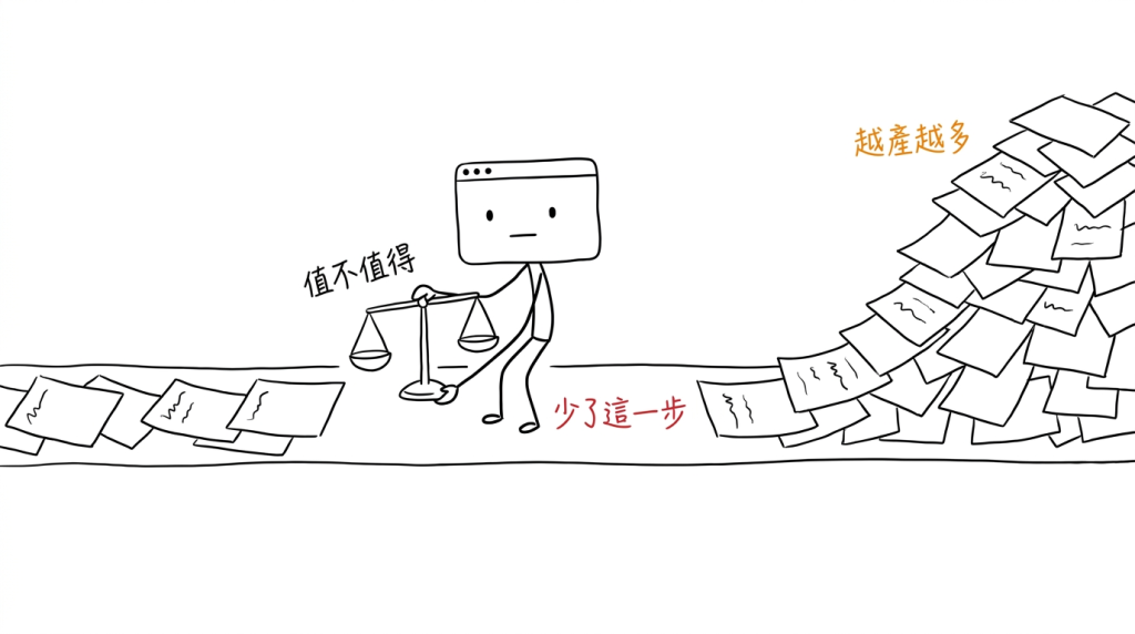 我把秤「值不值得」的天平，從產線上搬開了