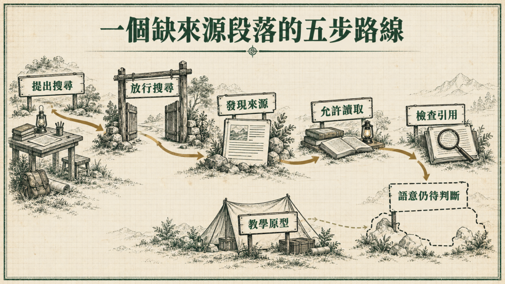 一個缺來源段落的五步路線