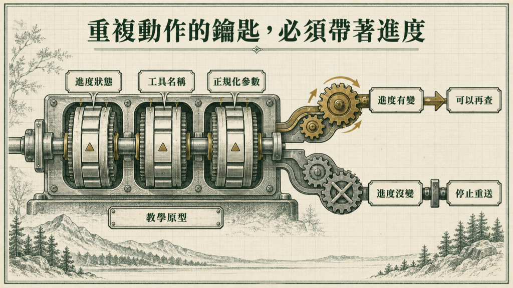 重複動作的鑰匙必須帶著進度