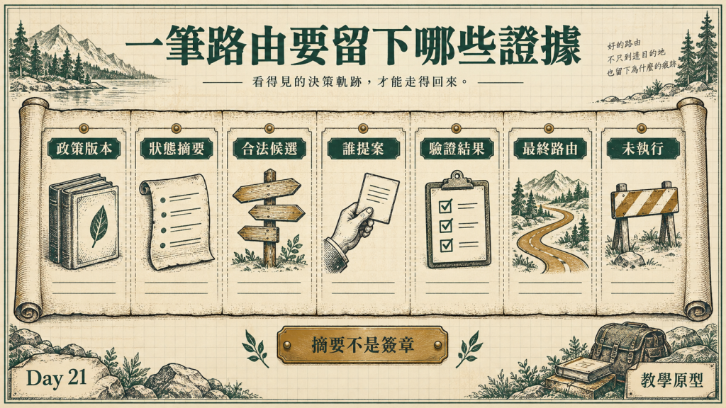一筆路由決定需要留下的證據欄位