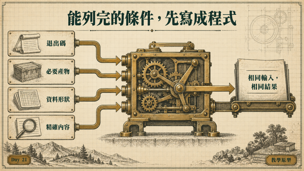 能列完的條件先寫成程式