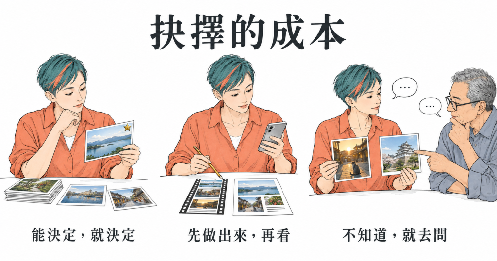 三種抉擇:能決定就決定、先做出來再看、不知道就去問