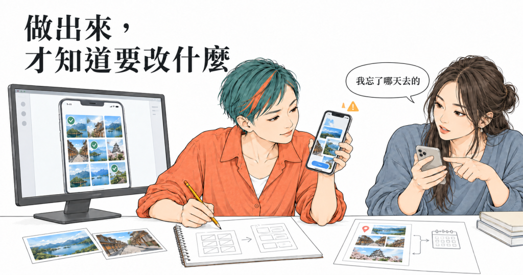 做出來,才知道要改什麼:AI 選、實機測、朋友說