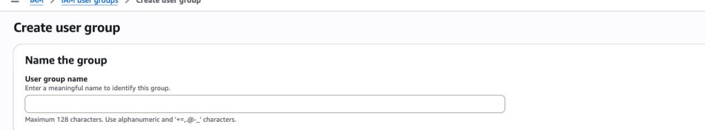 Create user group：Name the group，填 User group name