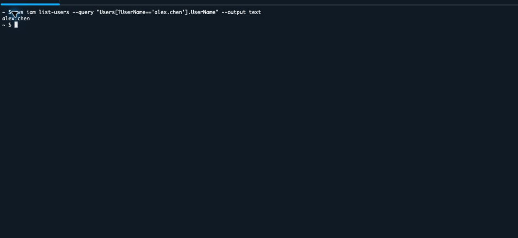 CloudShell 執行 aws iam list-users，成功列出使用者名稱