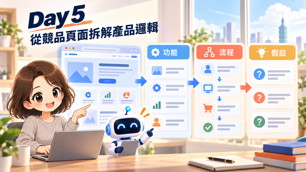 競品頁面拆解為功能、流程與假設的三欄方法