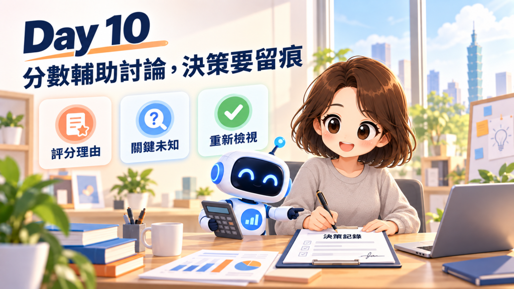 Day 10 小結：分數輔助討論，決策要留痕