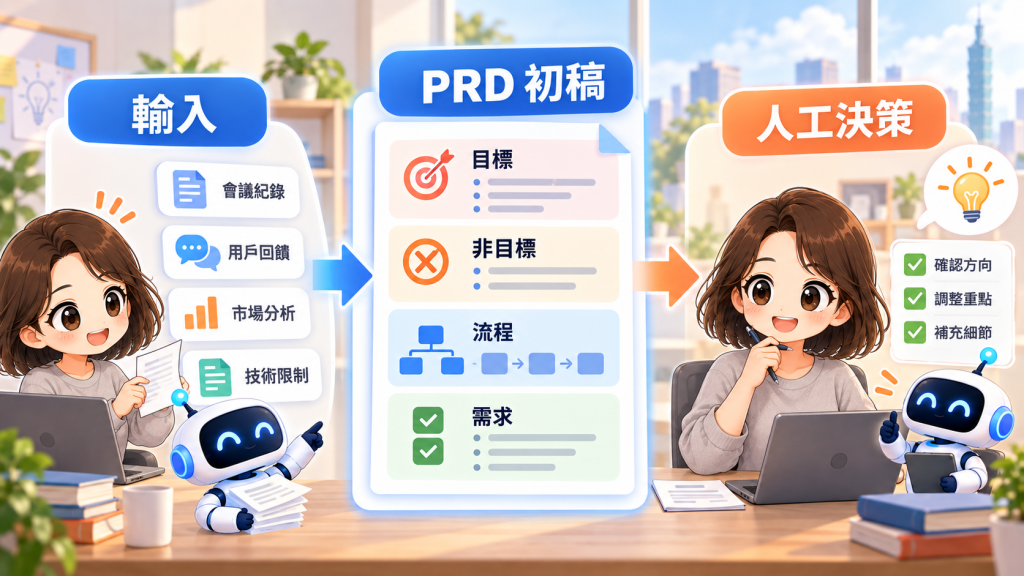 從輸入到 PRD 初稿再到人工決策