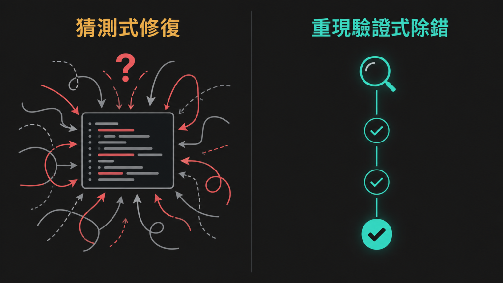 猜測式修復 vs 重現驗證式除錯