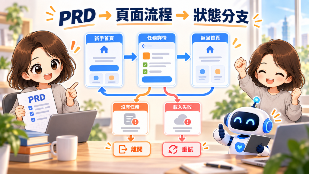 從 PRD 到頁面流程與狀態分支