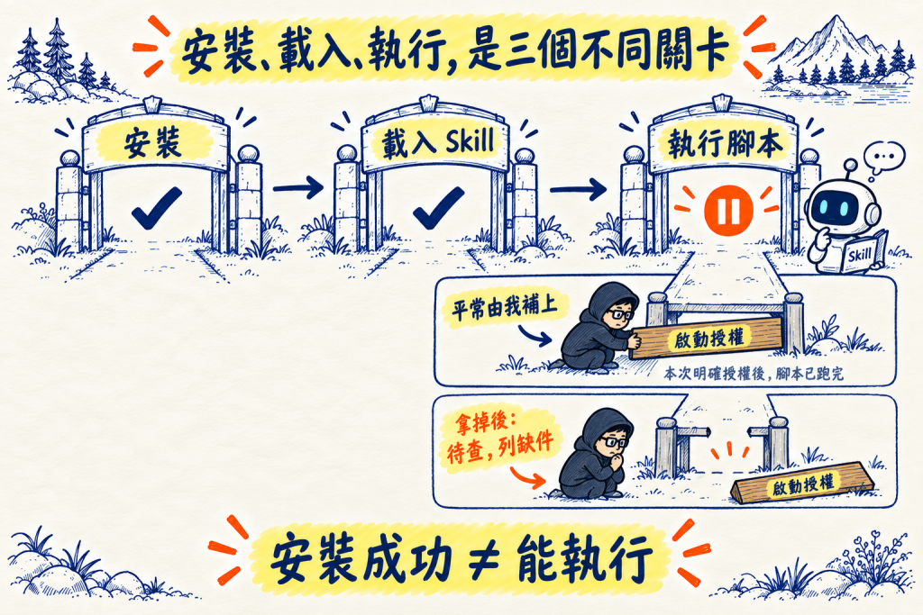 安裝與載入通過,不代表腳本能執行;作者補上的啟動授權也是使用條件