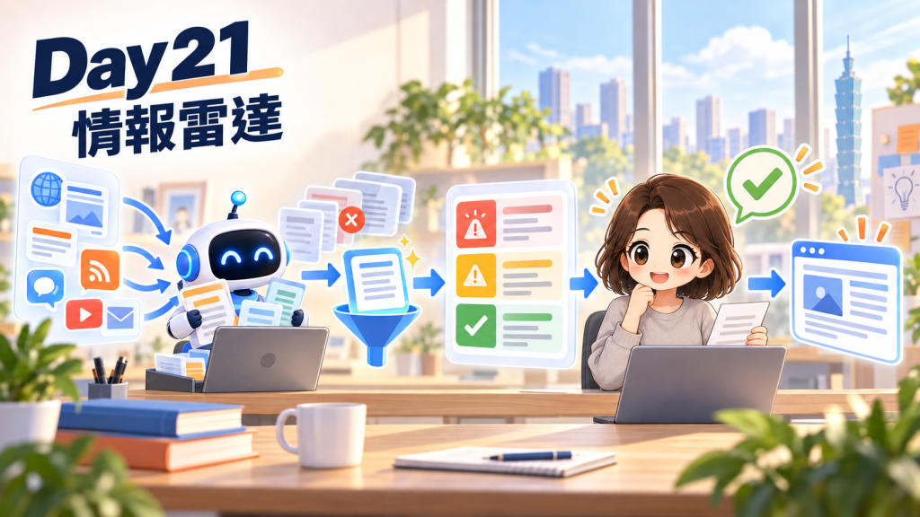 AI 情報雷達流程：蒐集來源、去重、證據分級與人工審核