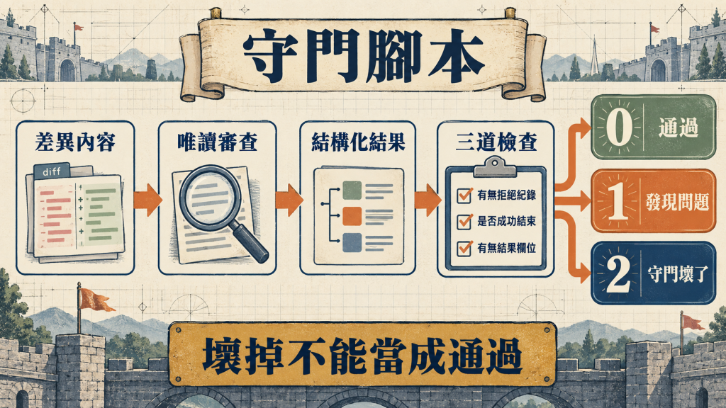 三個出口:通過、發現問題、守門壞了