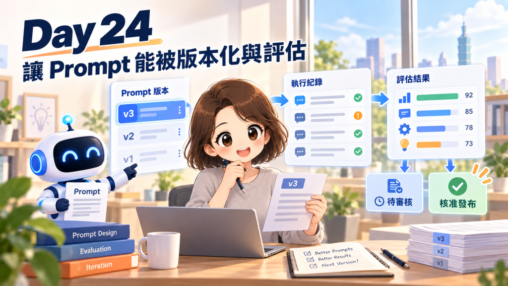 Day 24 封面：產品經理與 AI 助理管理 Prompt 版本與評估紀錄