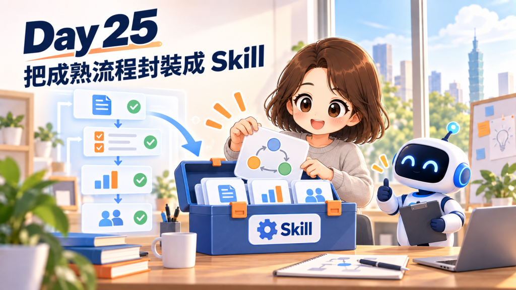 Day 25 封面：產品經理將成熟流程封裝成 Claude Code Skill