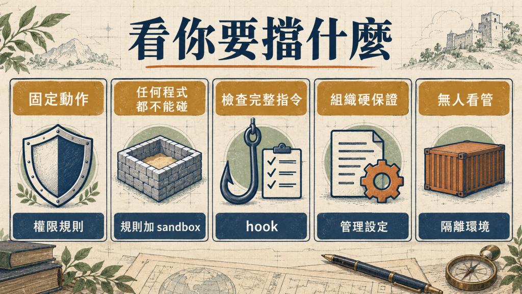 依要擋的東西選擇哪一層，不是強弱排序