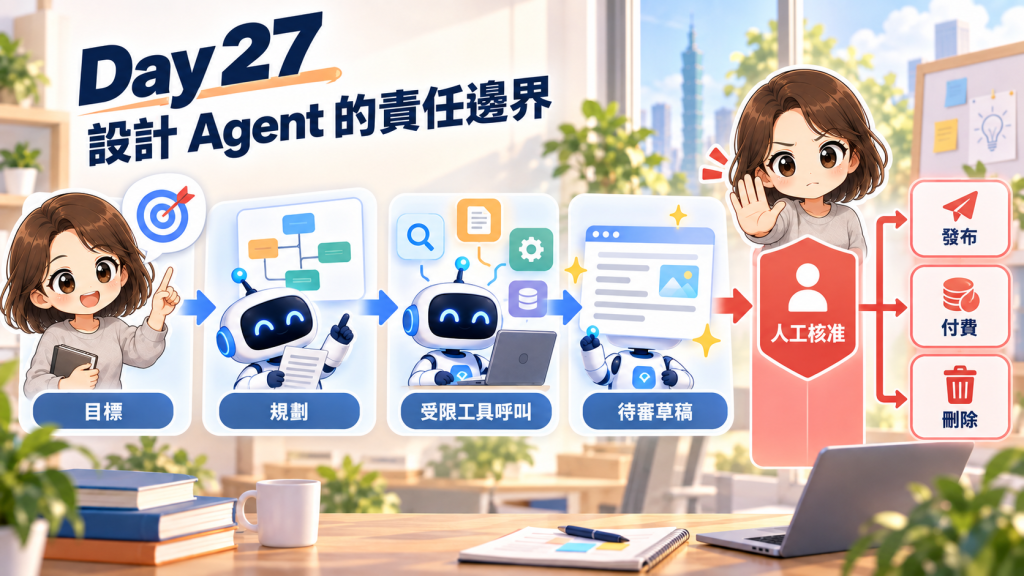 Agent 流程:規劃、受限工具、待審草稿與人工核准