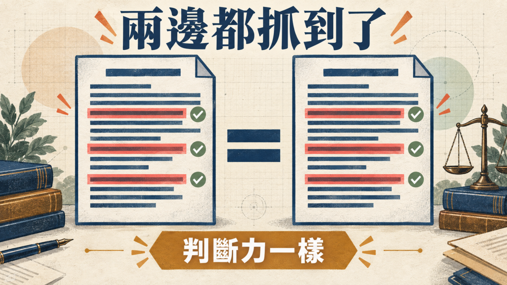 兩邊都抓到了:沒套技能跟套了技能找出的問題一樣,判斷力一樣