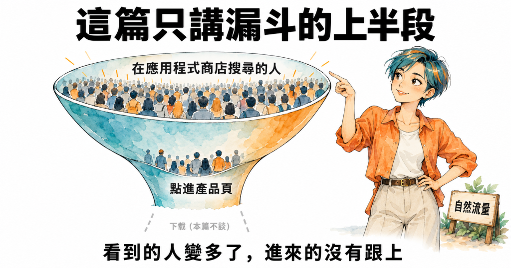 這篇只講漏斗的上半段：看到的人變多了，進來的沒有跟上