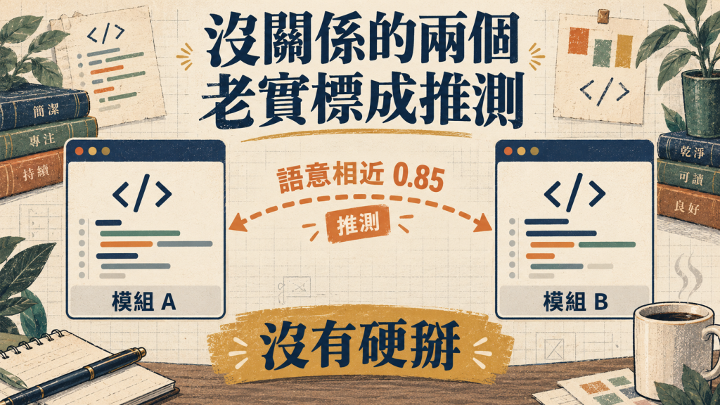 沒關係的兩個老實標成推測：語意相近 0.85，沒有硬掰